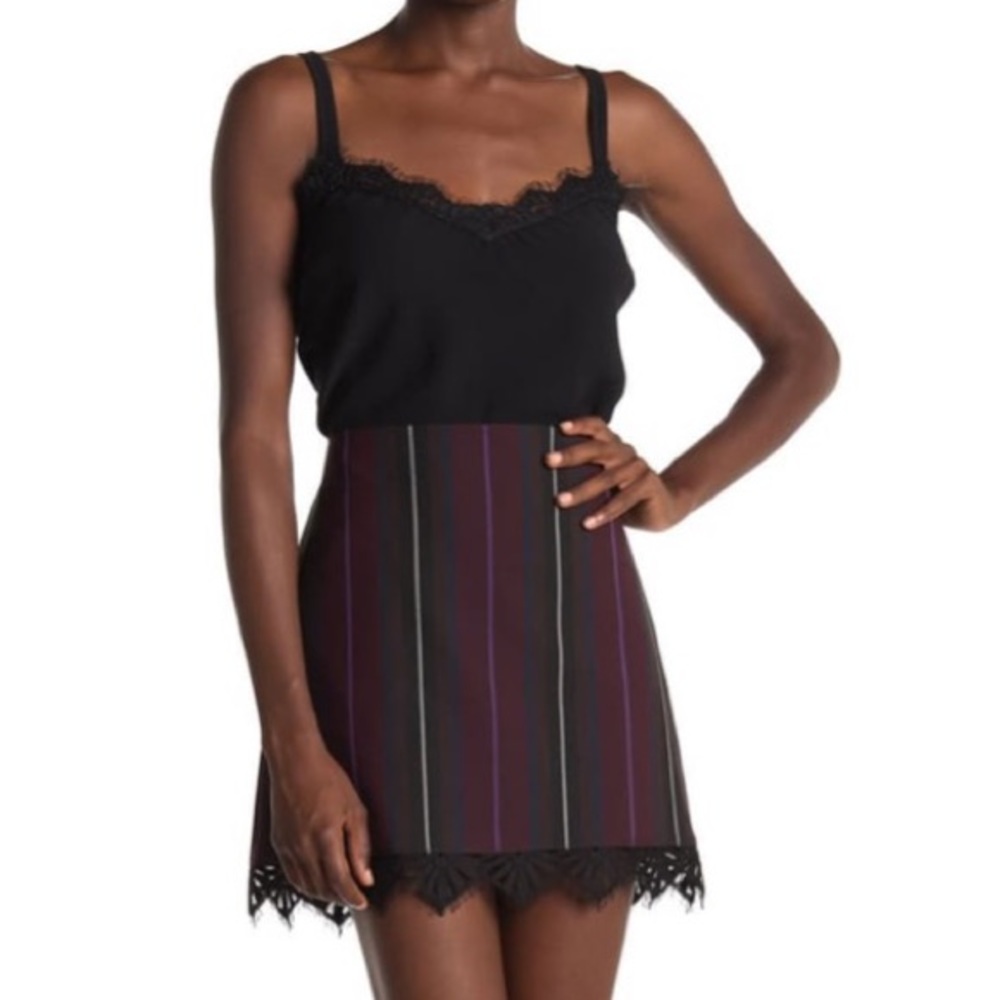 Trina Turk Olea Stripe Lace Trim Mini Skirt